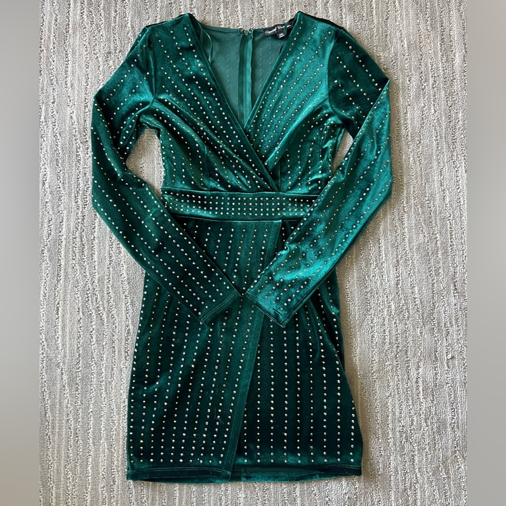 Green Long Sleeve Christmas Party Dress